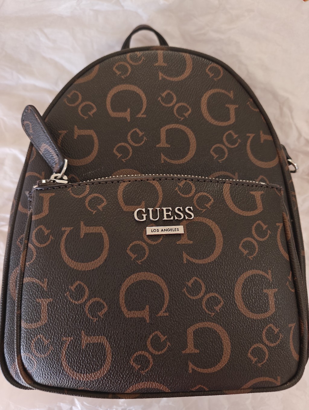 Nwt Guess Los Angeles Mini Backpack Brown Monogram